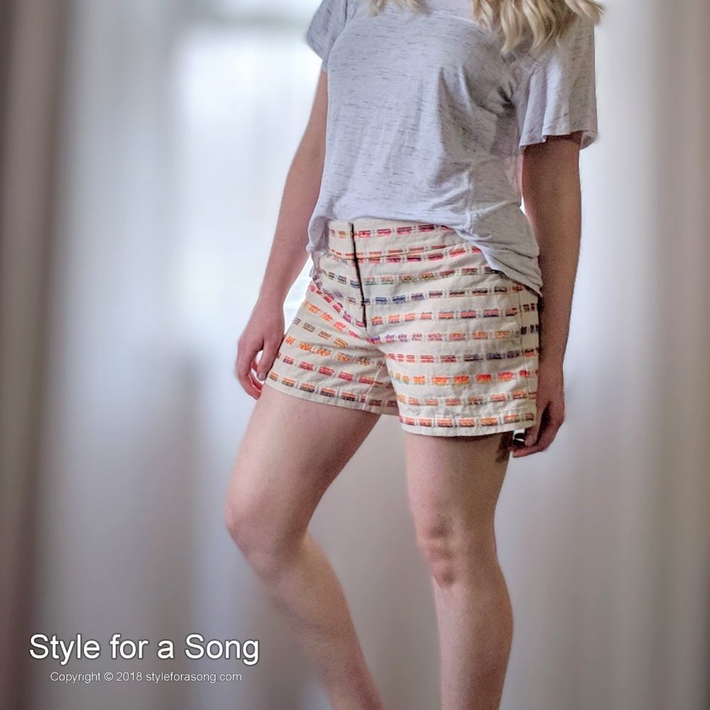 Loft Cream Multicolor Embroidered Chino Shorts 2